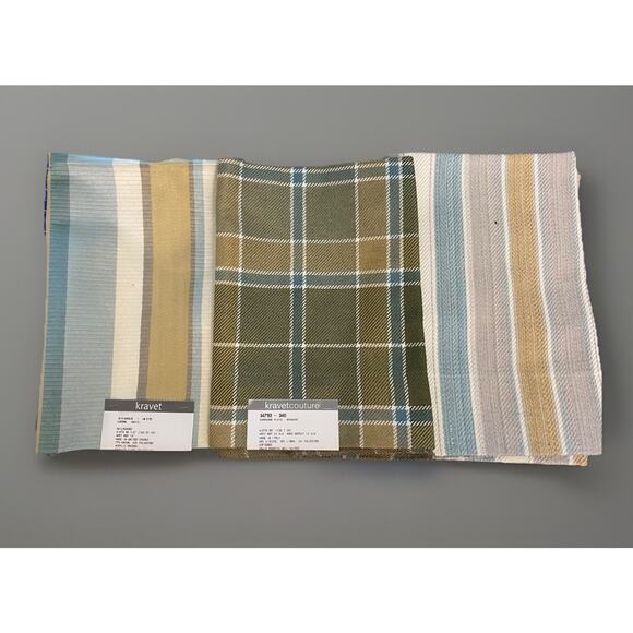 3 Candice Olson David Phoenix Plaid Stripes Fabric Samples for Kravet Couture - Picture 1 of 7